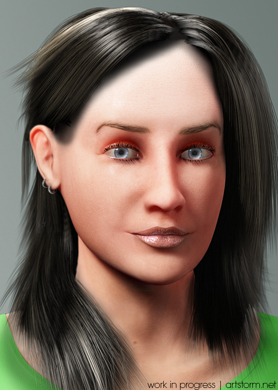 Todays update of Elly, added first draft of Hair.