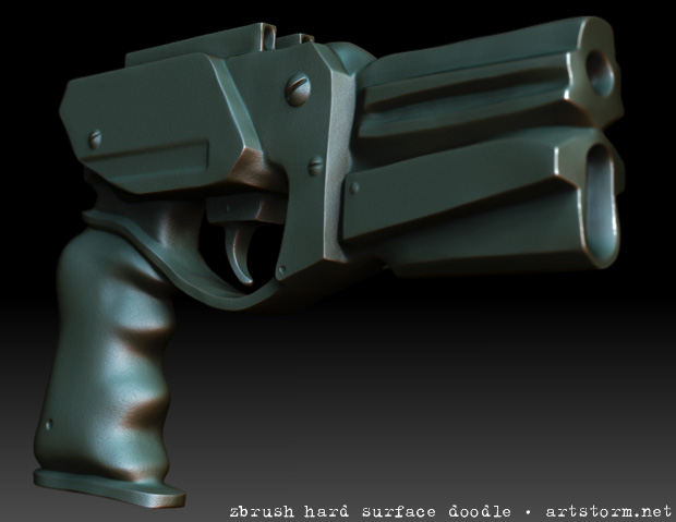 Hard Surface Gun Sculpted in ZBrush