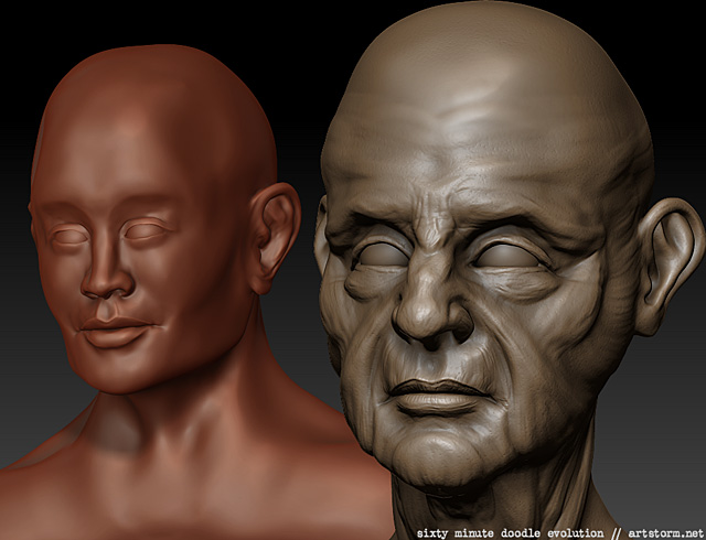 Comparison of two head sculptures